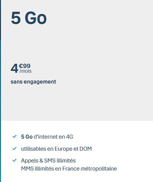 Pas cher à 4 99 par mois le forfait mobile BANDYOU illimité 5Go d